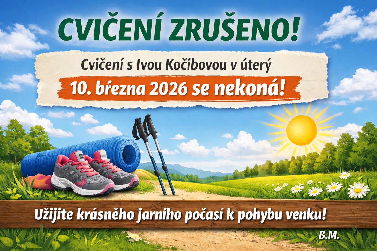 ZRUŠENÍ úterního cvičení